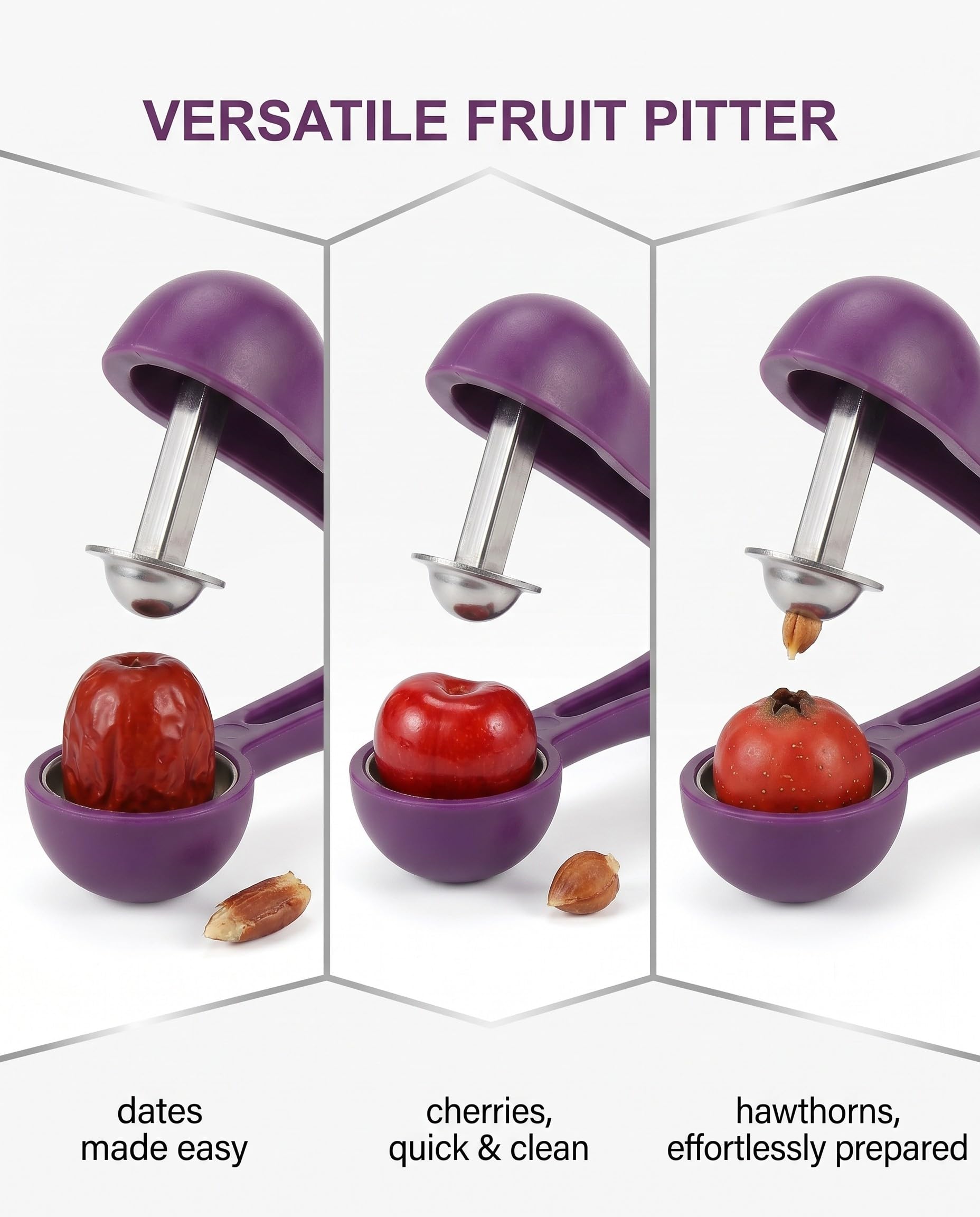 TISCH Deshuesador Cerezas y Frutas 1 Pieza Acero Inoxidable – Preciso, Rápido y sin Esfuerzo. Para Dátiles, Azufaifas y Olivas. Entkernado limpio, sin salpicaduras para postres y snacks.