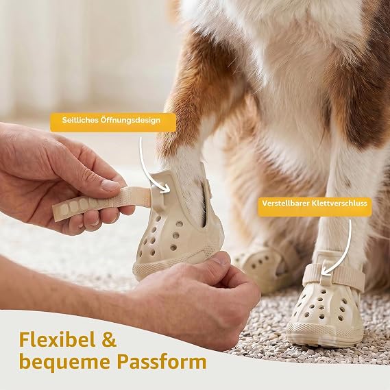 Dog Shoes Summer Paw Protection Outdoor Dog Boots Dog Sandals Breathable Dog Shoes Non-Slip Dog Shoes with Adjustable Reflective Strips for Small Medium Large Dogs Khaki Size 6