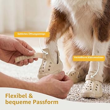Dog Shoes Summer Paw Protection Outdoor Dog Boots Dog Sandals Breathable Dog Shoes Non-Slip Dog Shoes with Adjustable Reflective Strips for Small Medium Large Dogs Khaki Size 6