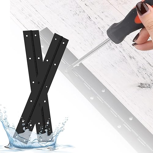 Miniatura 8 de 4 bisagras de piano negras, bisagras de puerta de acero inoxidable de 12 pulgadas con agujeros, bisagras continuas y de piano resistentes para