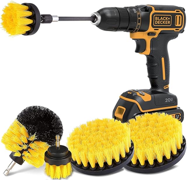 Drill Brushes, 6 Pieces Variety Power Attachment Electric Scrubber Kit for Cleaning Pool Tile, Flooring, Brick, Ceramic, Marble, Grout, Bathroom, Car