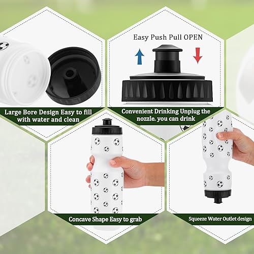 Miniatura 4 de 20 recuerdos de fiesta de fútbol, 10 botellas de agua de fútbol de 24 onzas, 10 unidades de 13.4 x 16.9 pulgadas, bolsas deportivas con cordón,