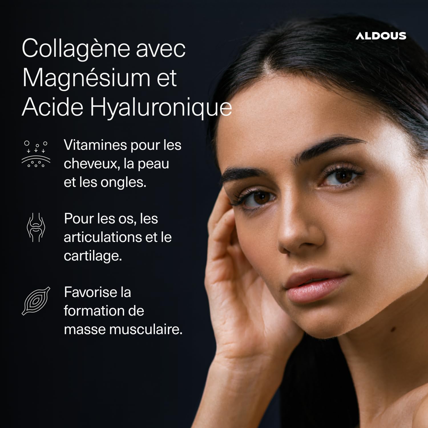 Collagène avec magnésium et acide hyaluronique - 120 gommes - Avec Q10 et Vitamines C, B12, D3, A - Collagène hydrolysé - Articulations solides, peau lisse et de l'énergie - Aldous Collagene