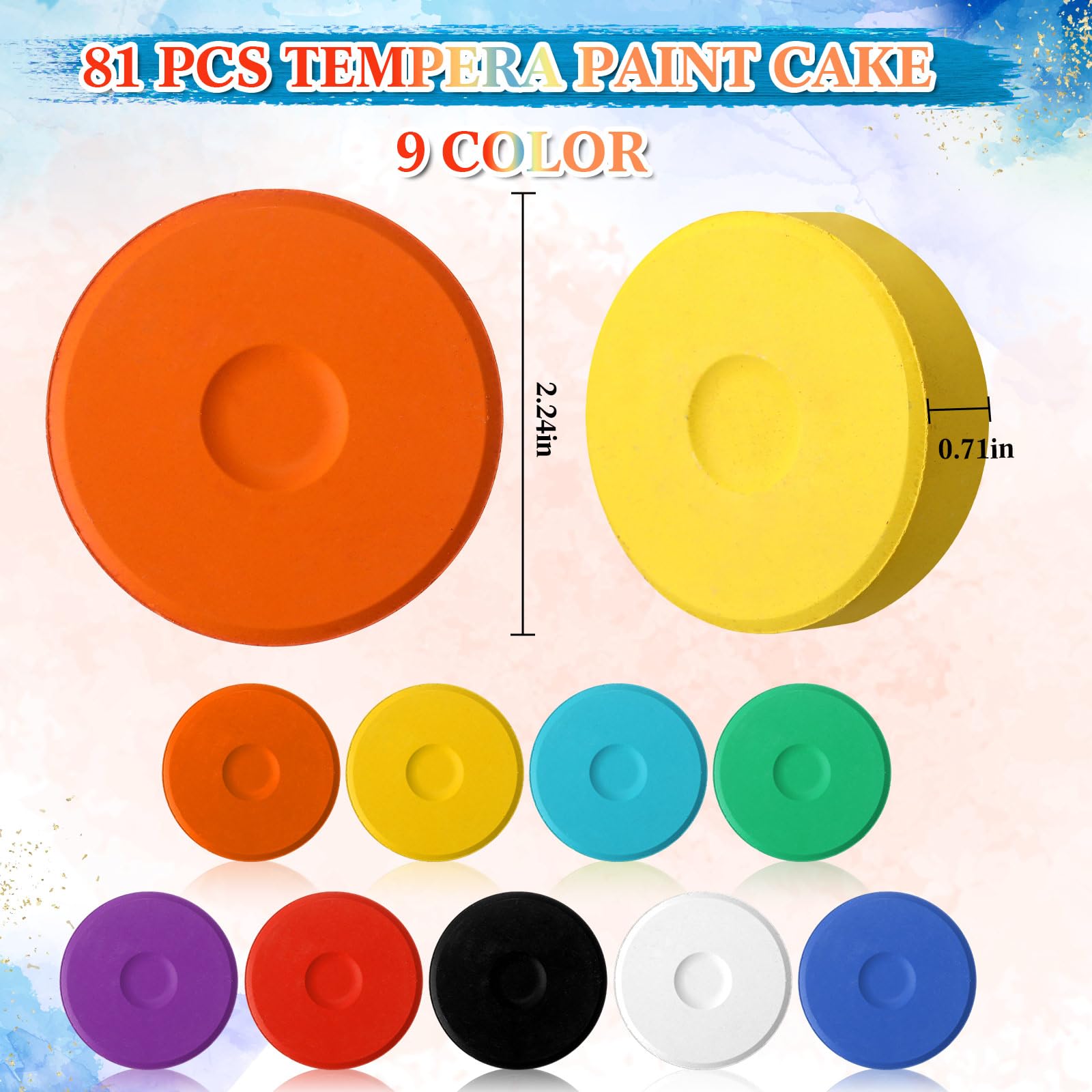 Faccito 81 pz Tempera Vernice Torte Bulk Grandi Torte Tempera Torte Acquerello Ricarica Forniture Artistiche per Classroom Art Painting Disegno