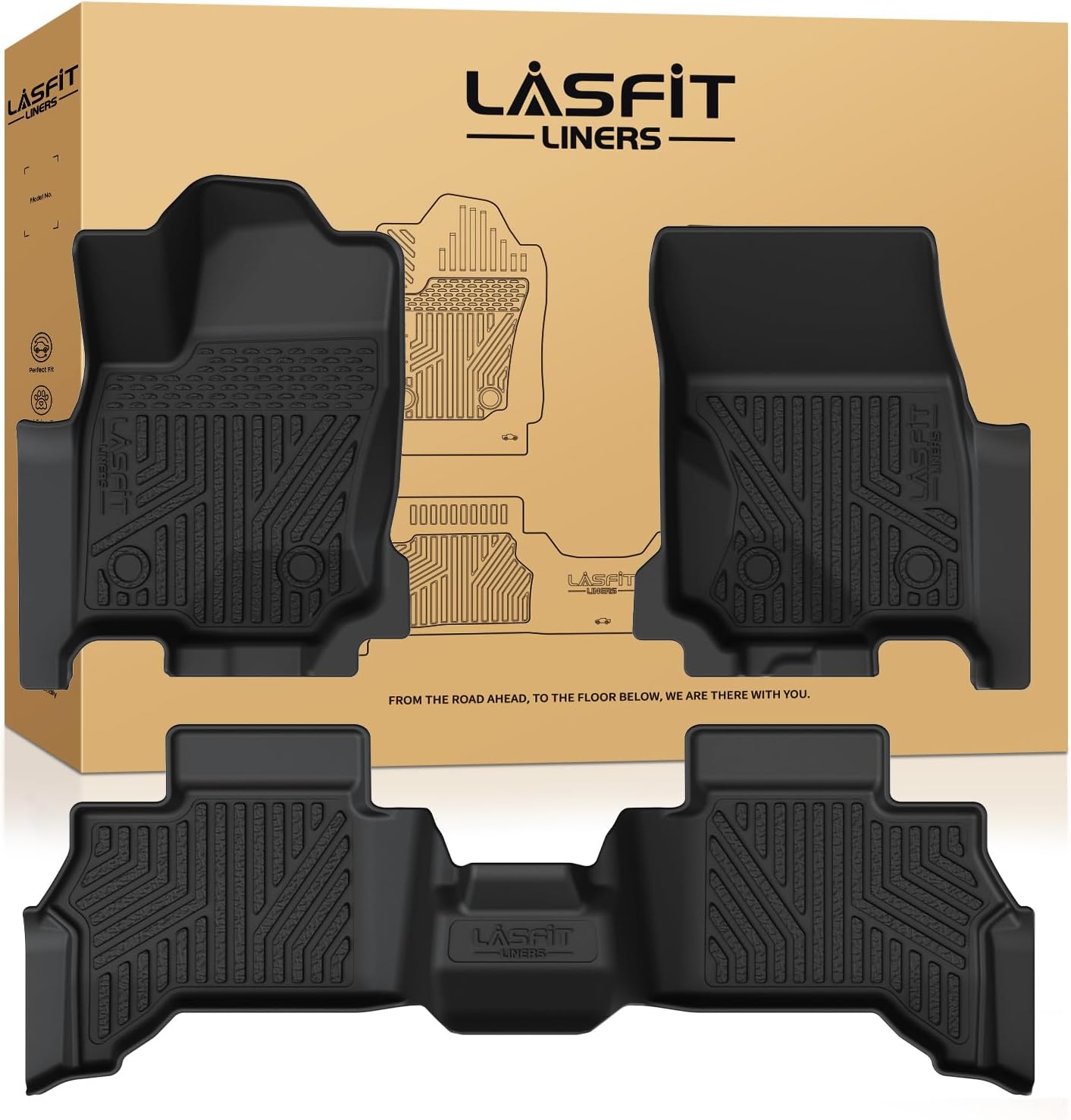 LASFIT Floor Mats for Toyota 4Runner 2025 2026 (Only Fit Hybrid), All Weather TPE Custom Fit Floor Liner for 4 Runner TRD/Limited/Platium 6th gen Front&Rear Car Mats, Black 2025-2026 4Runner Hybrid|Floor Mats