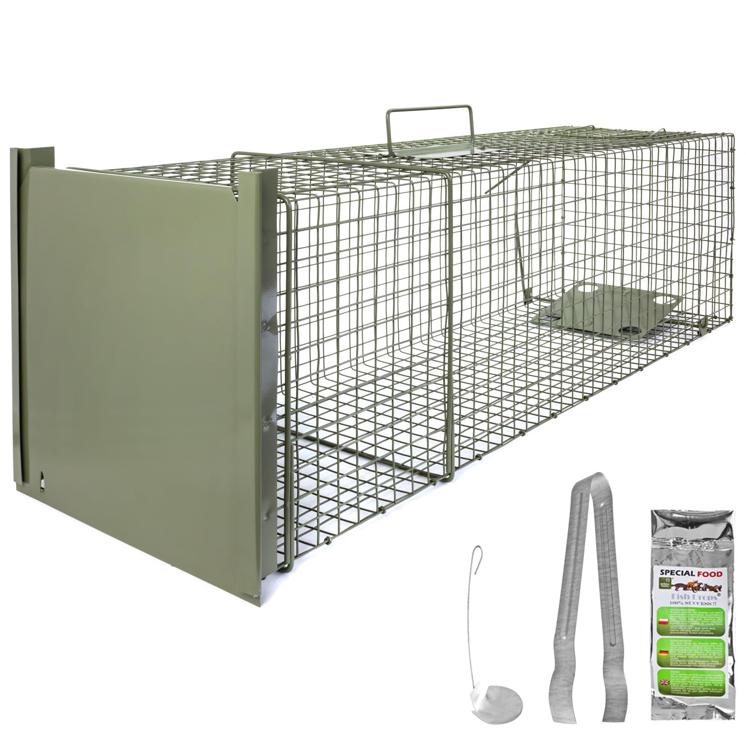 Petigi Lebendfalle Grün Drahtfalle Marder Lebend Wiesel Garten Kaninchen Abwehr Umsiedeln Falle Haus Zubehör Ratte Vertreiben Dachboden Rattenfalle 102 x 29 x 31 cm
