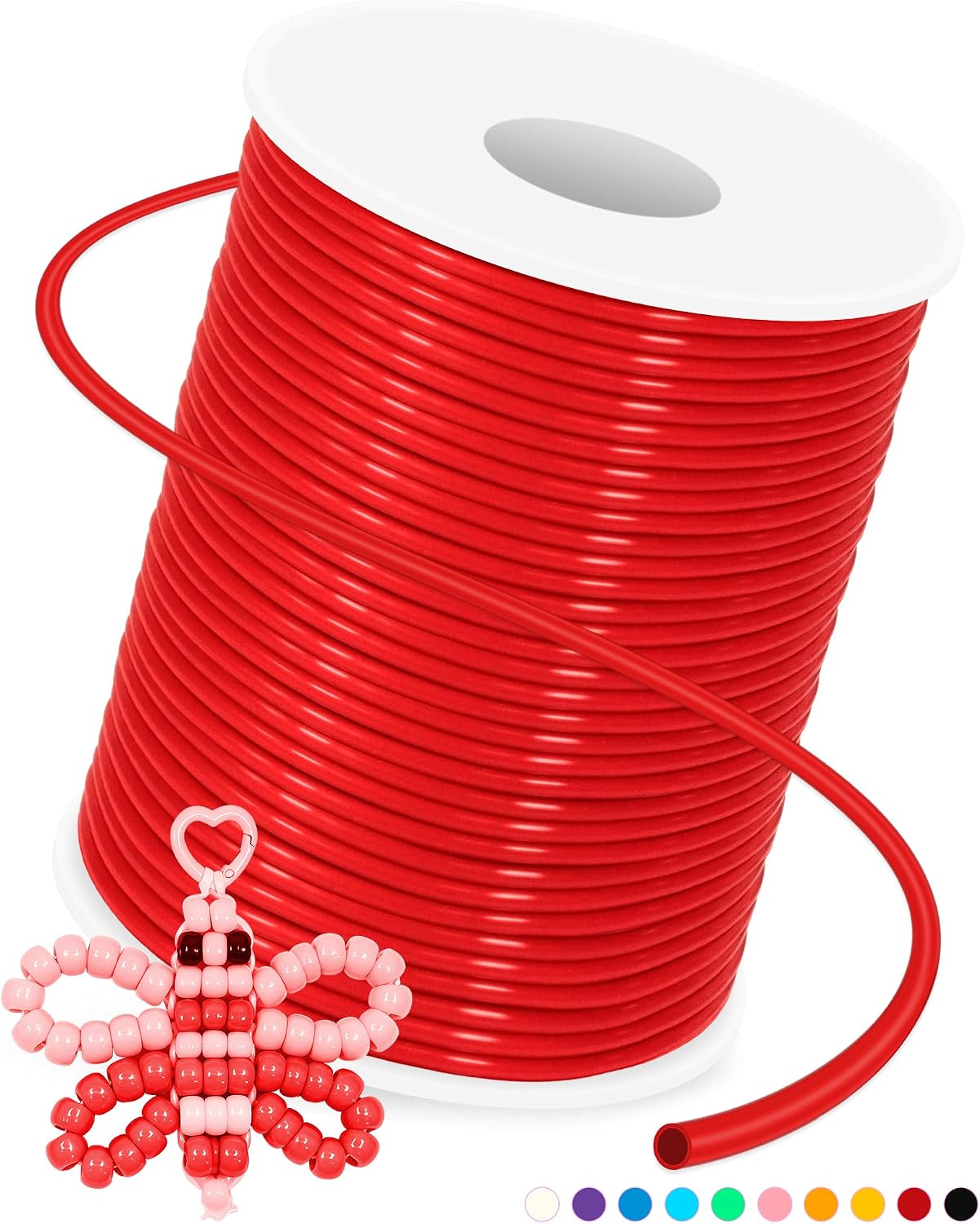 FIVEIZERO 164ft Pony Bead Lacing, 2mm Hollow Pipe Rubber Tube Cords, White