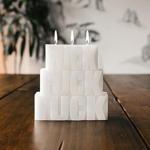 Miniatura 2 de Vela triple F vela de cera de soja natural de moda personalizada para decoración del hogar sala de estar y estilo Muestra a todos la última mierda