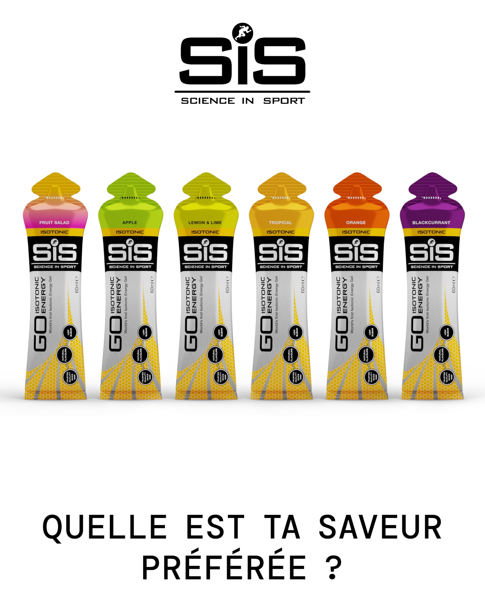 Science in Sport GO High Carb Gel Énergie Isotonique 20 x 60ml Vegan - Formulation isotonique avec 22g de glucides, bon apport d'énergie, alternative optimale aux boissons isotoniques
