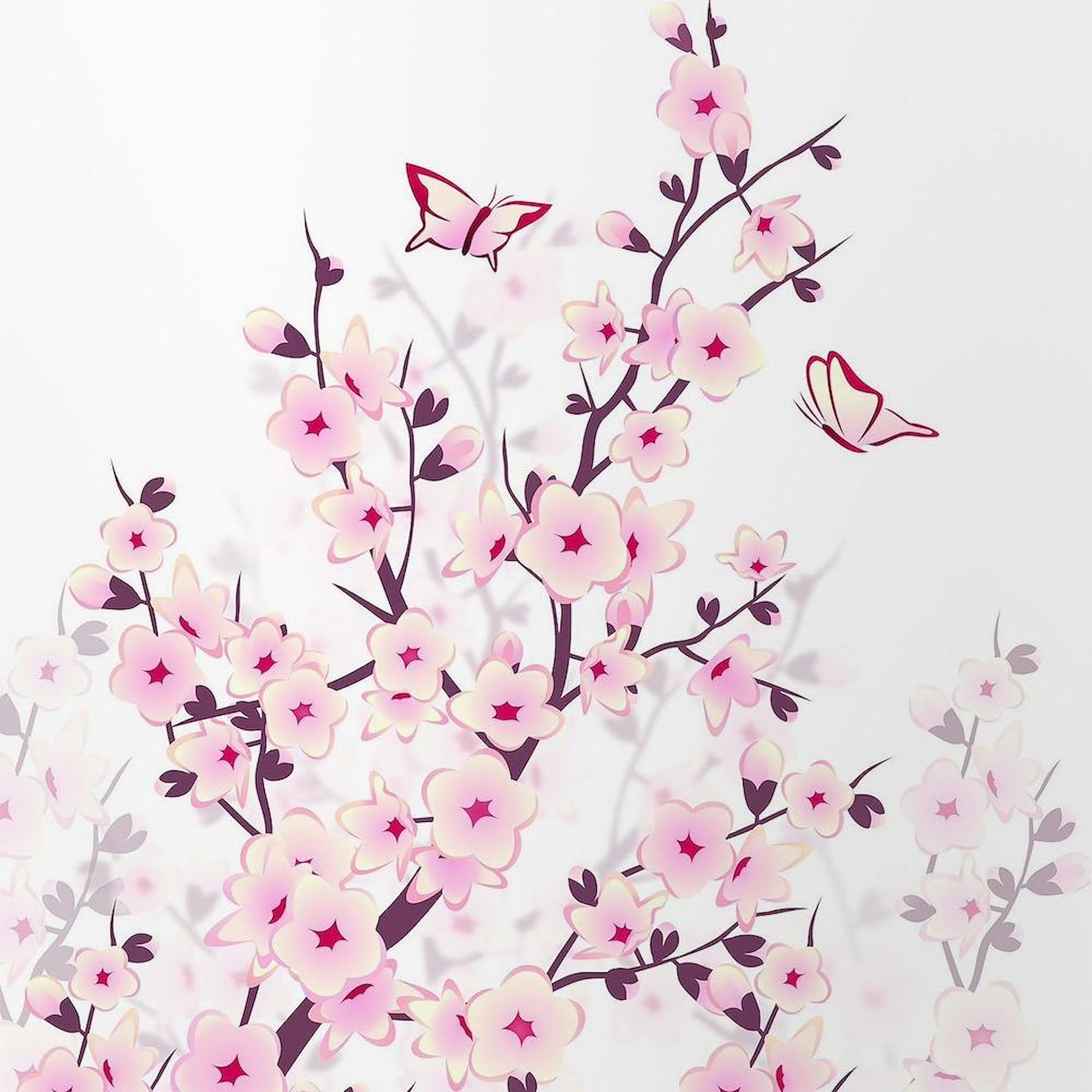 CafePress Cherry Blossoms And Butterflies Pint Glass, 16 oz. Drinking Glass