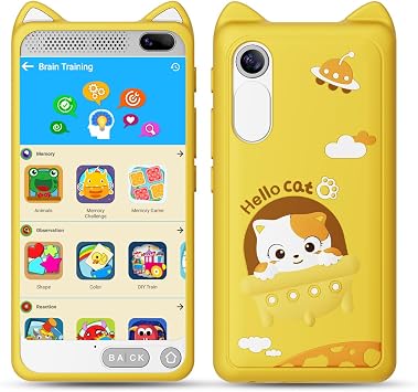 Kids Toys Phone 3.97" Touchscreen Learning Phone Puzzle Games Christmas Birthday Gifts for Kids, Toddler Toys for Girls Age 3 4 5 6 7 8 9 10 Years OldYellow
