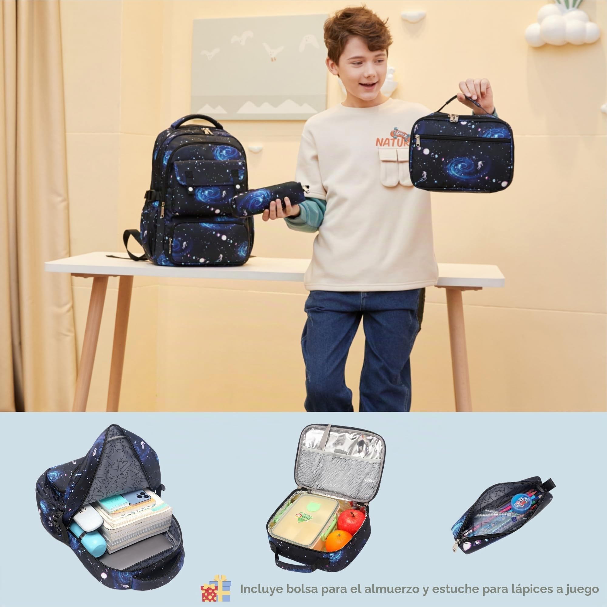 Galaxy Print - Mochila escolar para niño