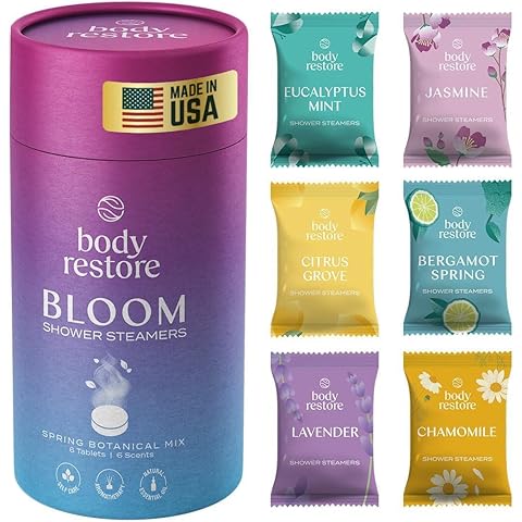 Body Restore Shower Steamers Aromatherapy 6 Pack - Christmas Stocking Stuffers, Birthday Gifts for Women, White Elephant, Relaxation, Self Care for Men - Bloom