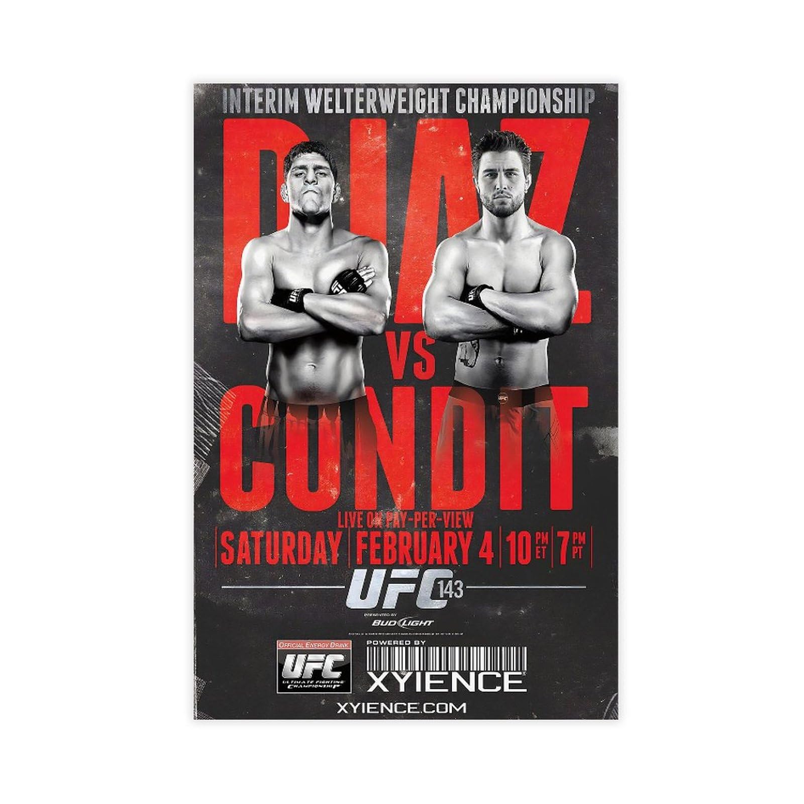MAHWERBoxing -UFC 143 Nick Diaz Vs. Carlos Condit 2012 Fight Poster Canvas Poster Bedroom Decor Sports Landscape Office Room Decor Gift Unframe-style 08x12inch(20x30cm)