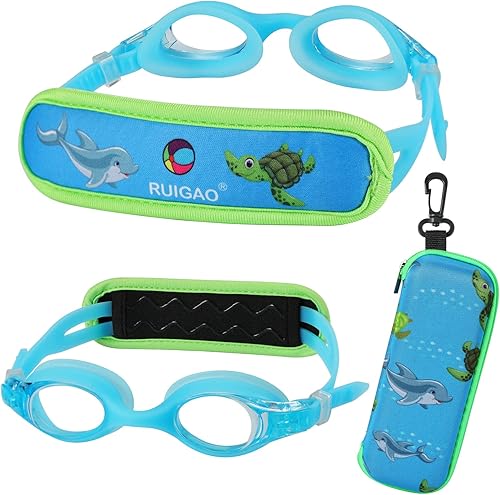Miniatura 8 de Gafas de natación para niños de 2 a 6 años, gafas para niños pequeños sin tirones de pelo, gafas acolchadas para la cabeza