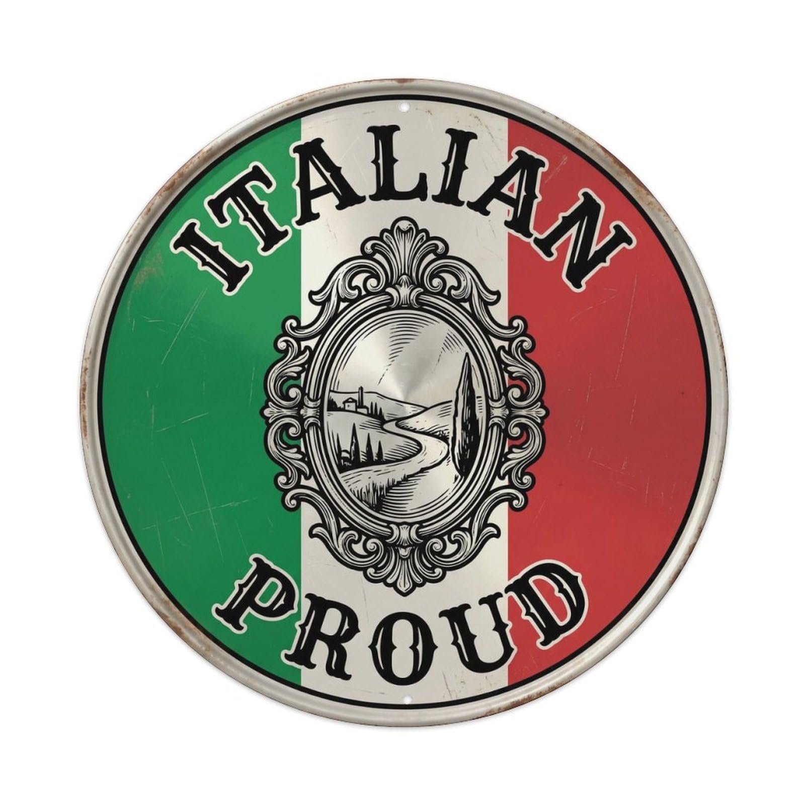 Olhnbad Style Italian Proud Mirror Vintage Object Heritage Emblem Metal Tin Sign