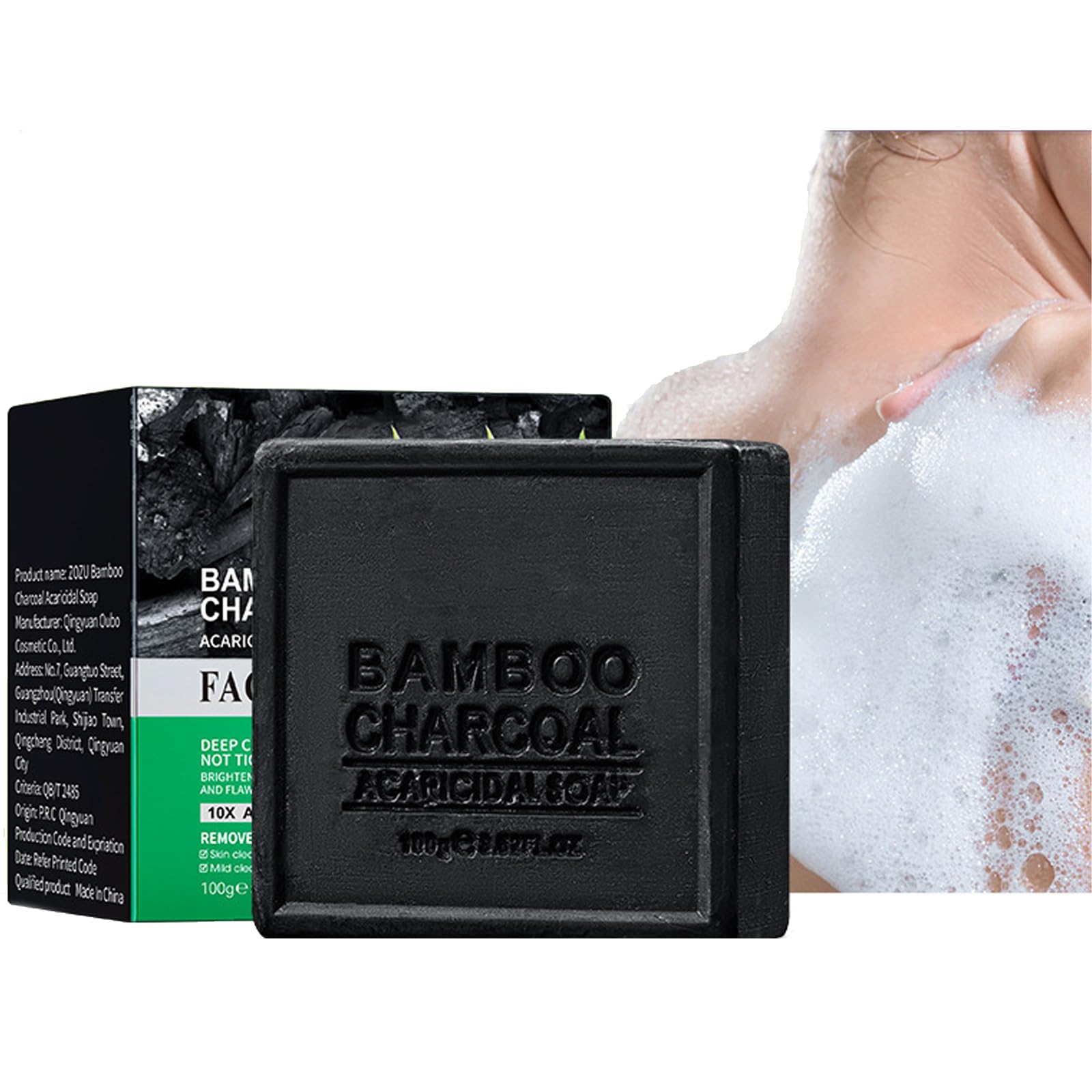 Natural Soap Bar, Handmade Bamboo Charcoal Soap, Rich Foam Moisturising Soap for Exfoliation Remove Acarid, Deep Cleansing Skin Whitening Refreshing Soap Bar for Body & Face Acne