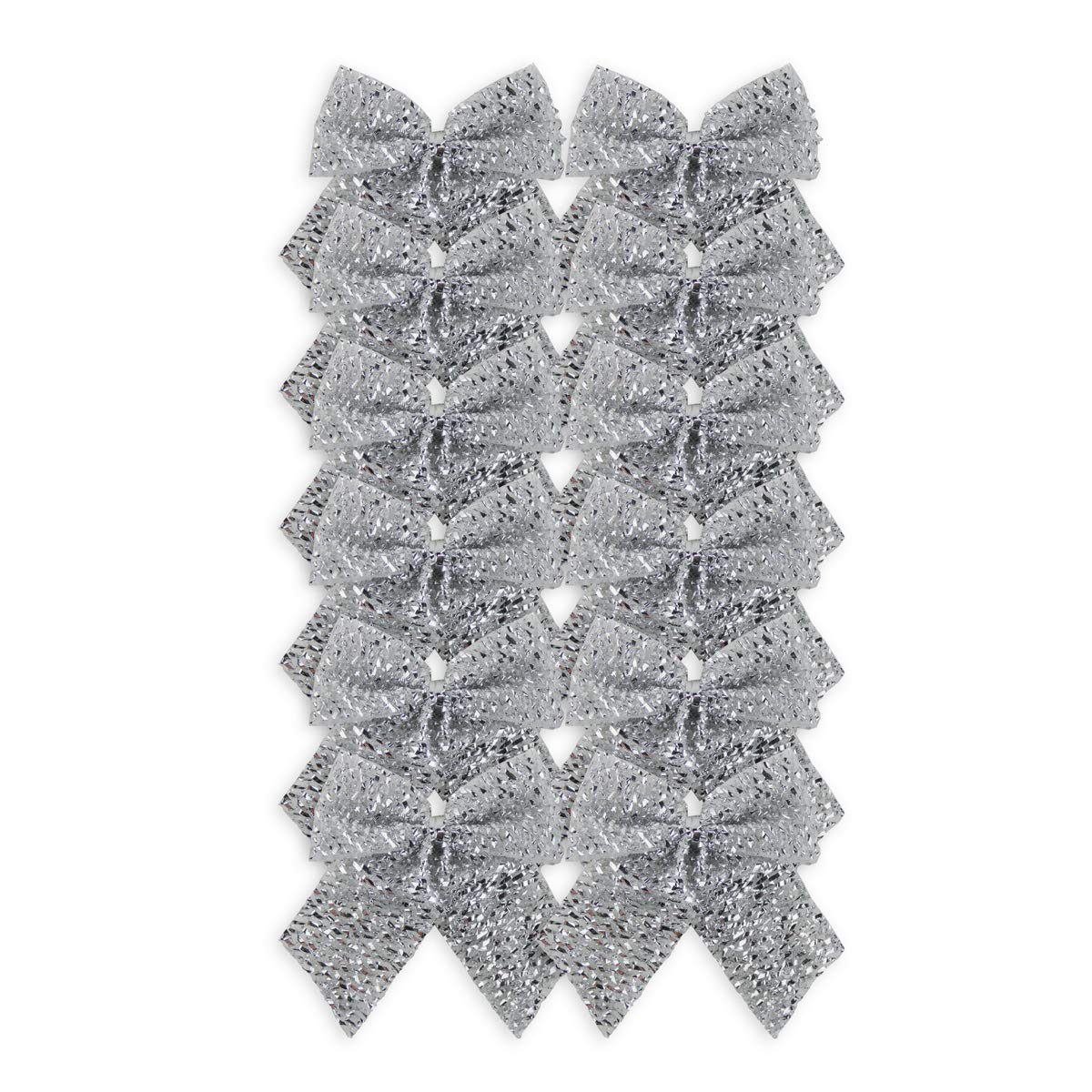 Davies Products Ltd Silver Pack Of 12 Glitter Tinsel 6Cm Bows - Christmas/Wedding Decoration