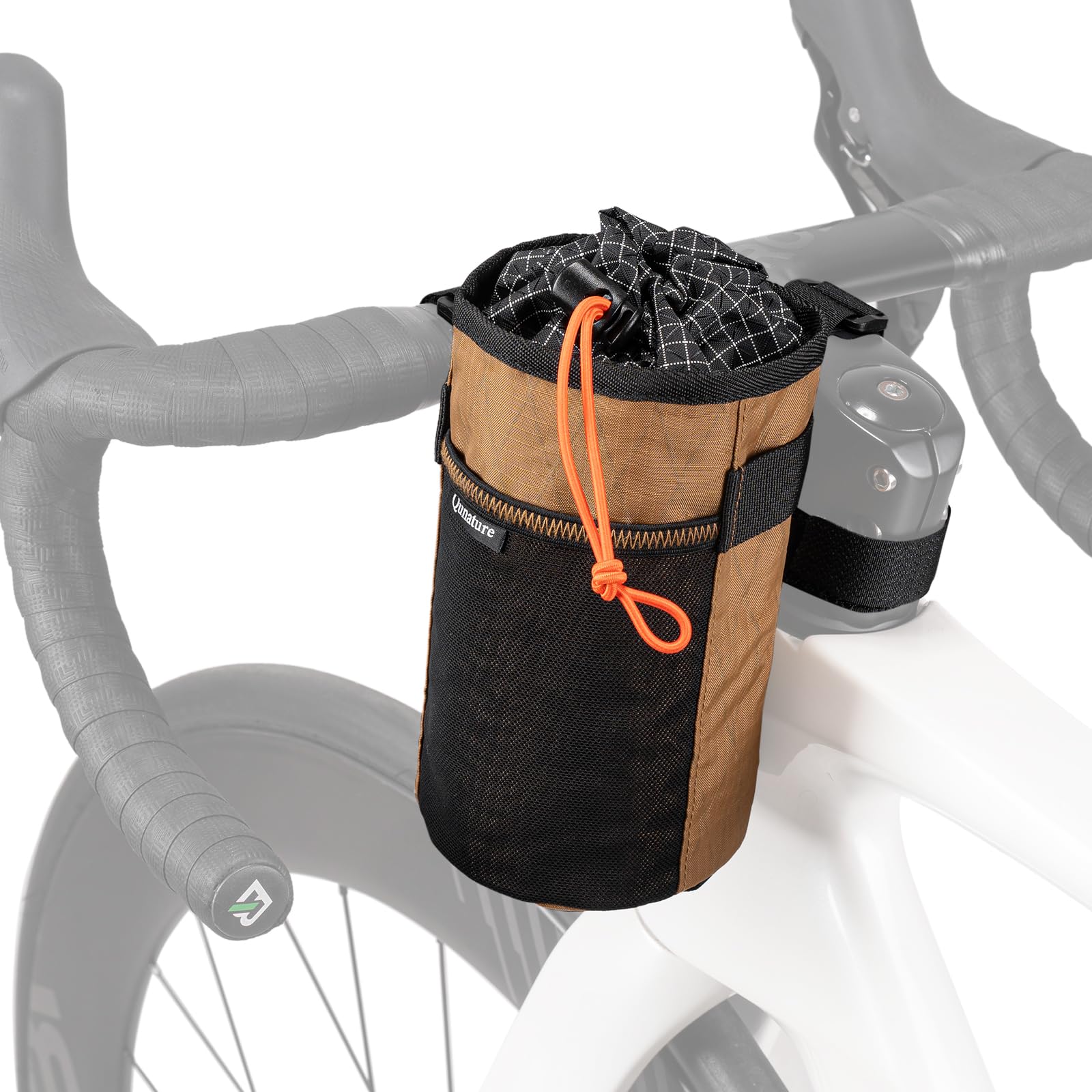 Borsa da Manubrio Borsa Termica e Isolante per Bottiglie da Bicicletta, Portaborraccia Bici Porta Borraccia Bici MTB Regolabile e Stabile, Facile Installazione, Capacità 1L, Kaki