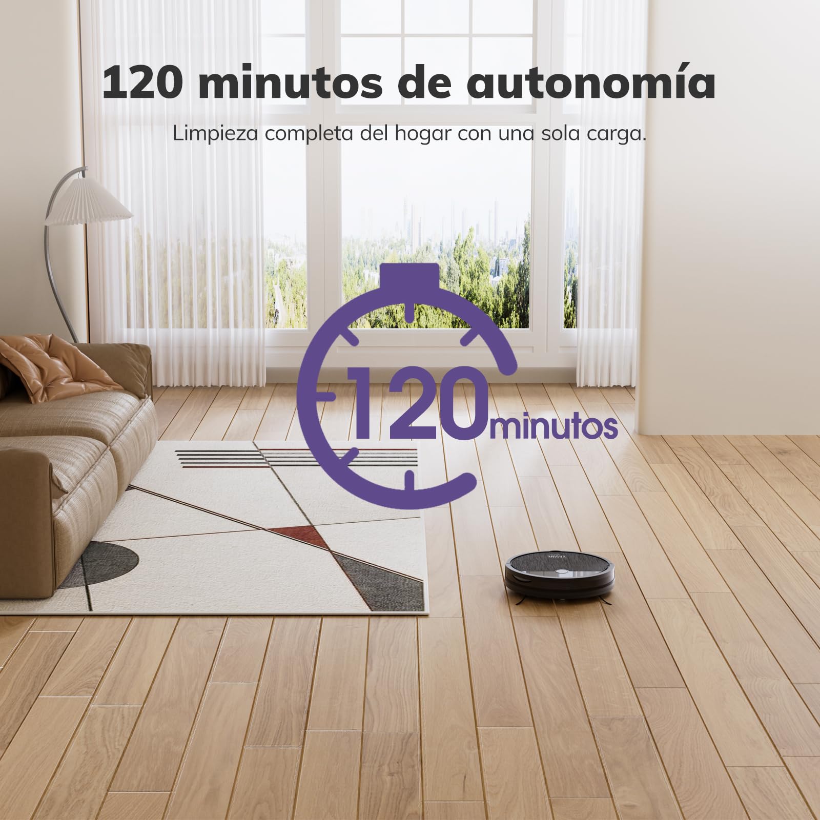 E3 Robot Aspirador Ultrafino sin Enredos para Pelo de Mascotas | Autonomía 120min, Programable, Autocarga, Sensor Anticaida, Cepillos Dobles, Suelos y Alfombras, con Mando a Distancia, Negro