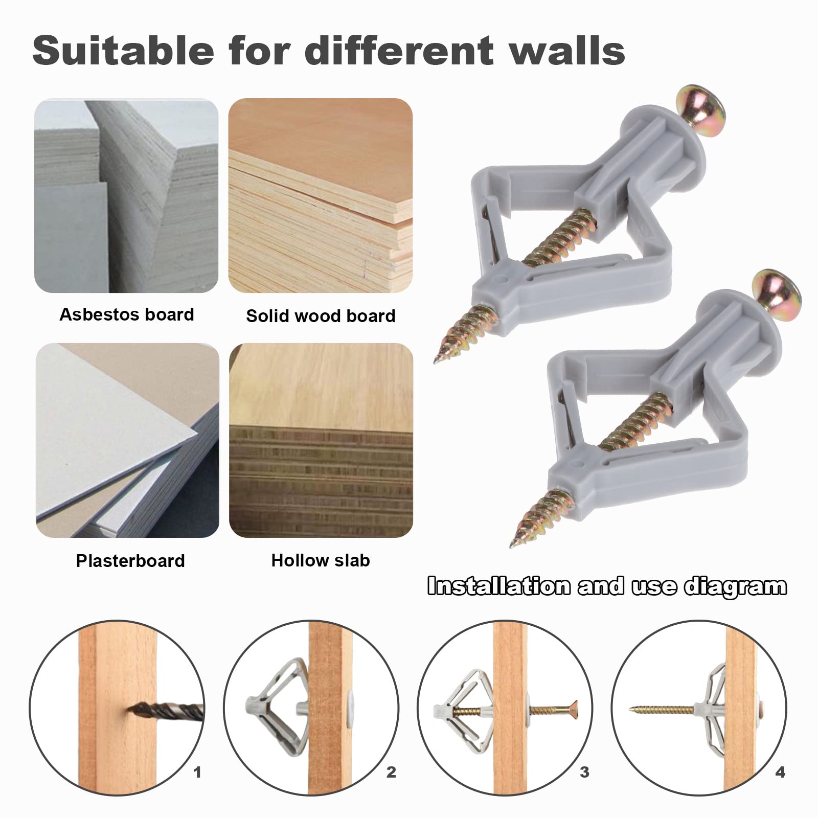8X120 Phillips Schroeven & Pluggen Heavy Duty door Keple 50 Pack Muurbevestiging Schroeven Pluggen Muurpluggen met Verzinkt Beton Schroeven Muuranker Schroef & Muur Plug
