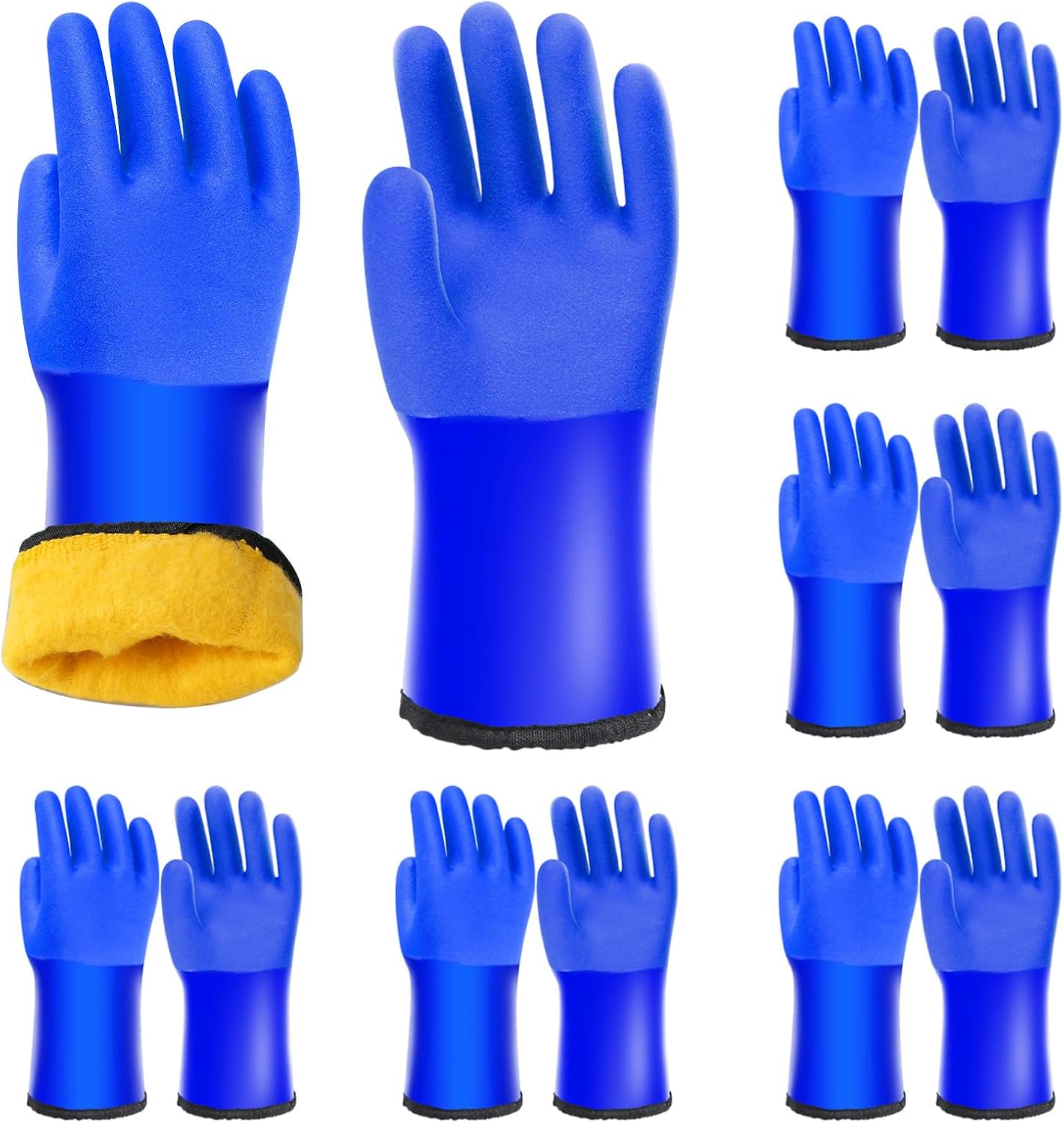 6 Pairs Waterproof Winter Gloves for Men Freezer Work Warm Fleece Lined Thermal Work Gloves Chemical and Oil Resistant Liquid Nitrogen Protective, Non-slip, Blue for Cold Weather