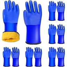 6 Pairs Waterproof Winter Gloves for Men Freezer Work Warm Fleece Lined Thermal Work Gloves Chemical and Oil Resistant Liquid Nitrogen Protective, Non-slip, Blue for Cold Weather
