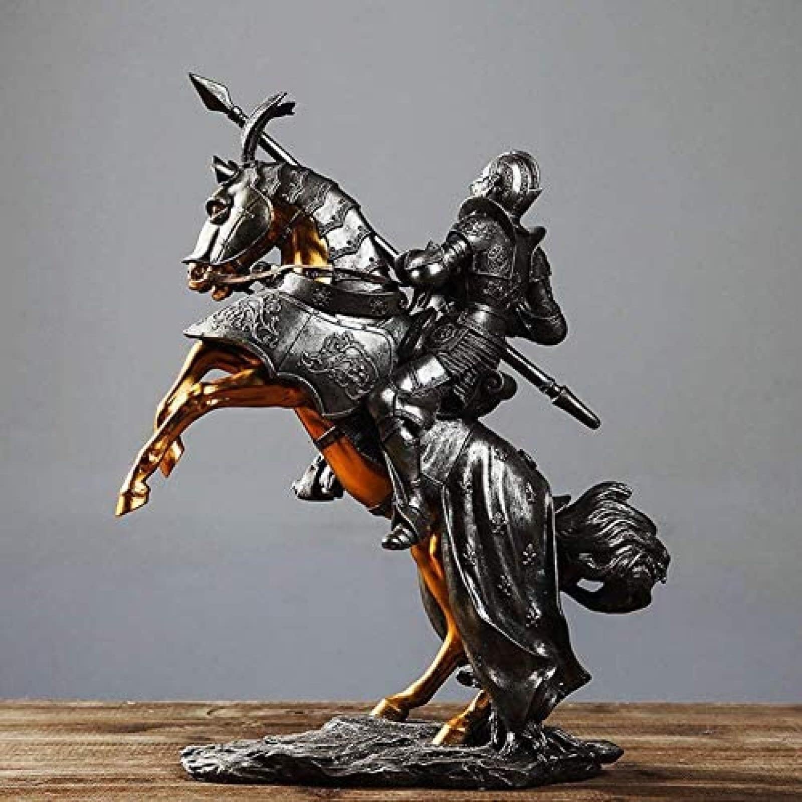 Rodzina rzeźba artystyczna figurki dekoracja biurowa statua statua rycerza ozdoba zbroja średniowieczna rzeźba na koniu wystrój kolekcjonerski figurka prezent do dekoracji domu 69Tranquillit