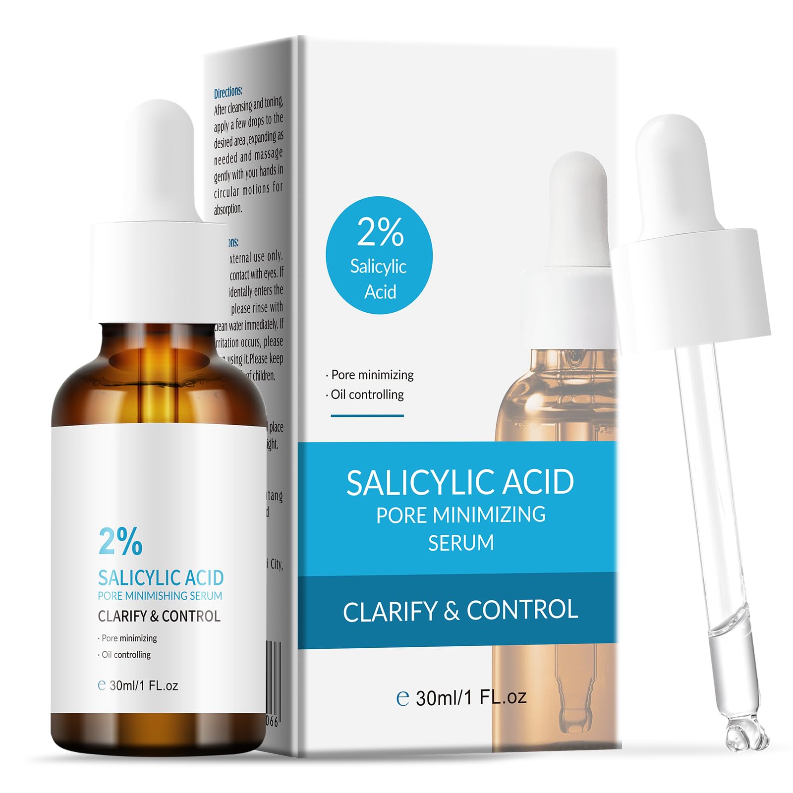 AOPEIBOTO Salicylic Acid Serum 2%, Acne Treatment for Face Gentle Exfoliating Serum for Acne Pore Minimizing, Oil Controlling