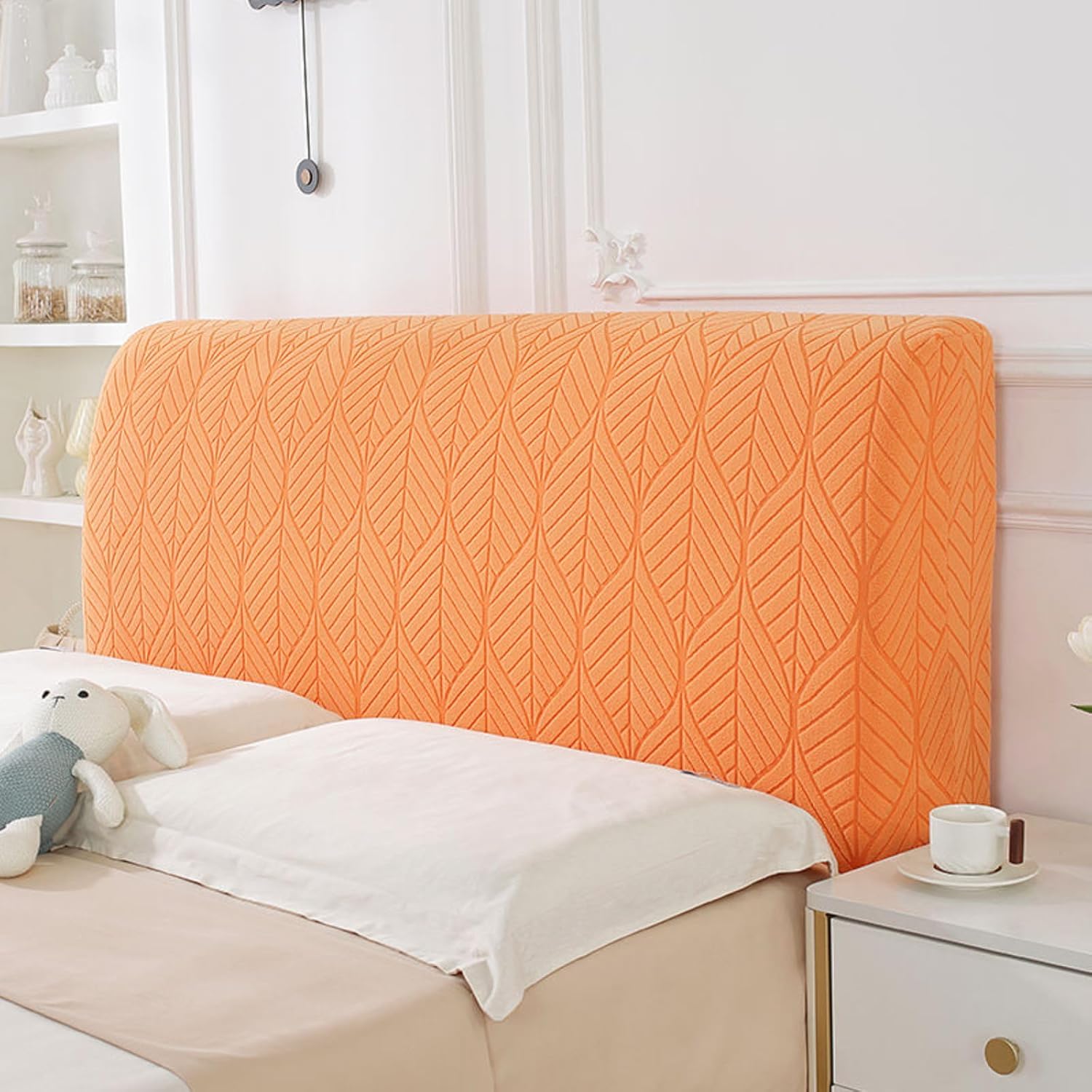 EFELIM Stretch Headboard Covers for Queen King Full Size Bed Headboard Slipcover Jacquard Bed Head Cover Dustproof Protector Cover for Bedroom Decor (Pink,Queen:59.0in)