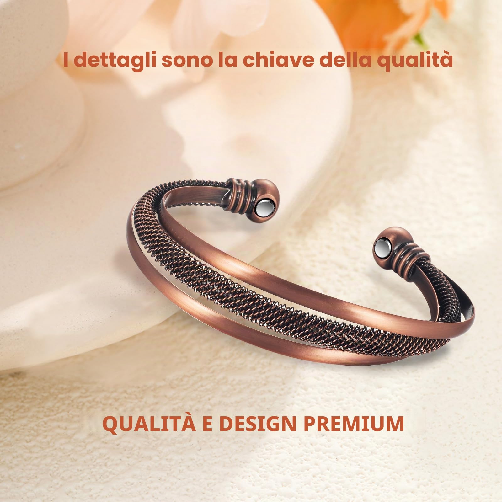 3500 Gauss Trattamento Magnetico Artrite Braccialetti Maschili e Femminili, 2 Braccialetti in Rame Magnetico Super Forte Promuove efficacemente la circolazione sanguigna e allevia il dolore artrite