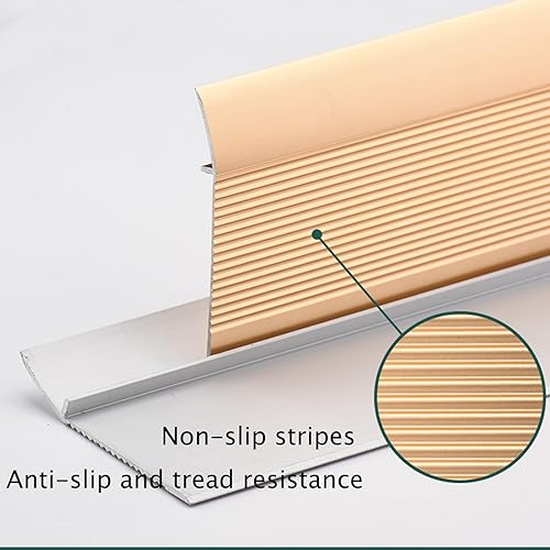 Miniatura 5 de Tira de transición de piso extra ancha de 3.9 in de aluminio, tira de transición de piso de madera a azulejo, umbral reductor, tira de transición de