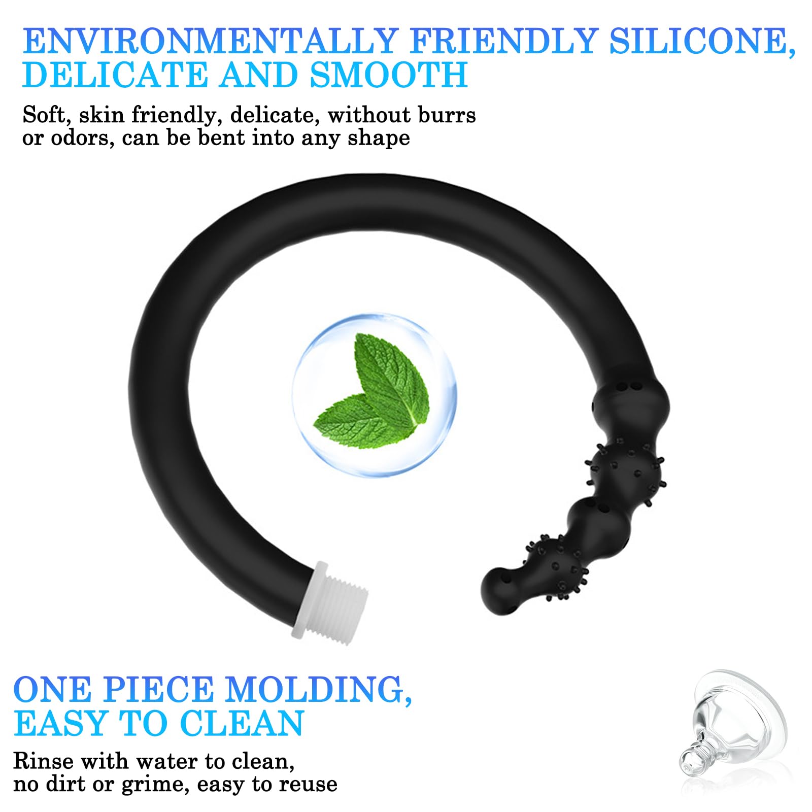 BDSMJOY Doccia clistere anale Cleaner in silicone, Tubo flessibile per clistere con Particelle di massaggio, Plug Anale Butt Plug Sexytoysys Donne Uomo (L)