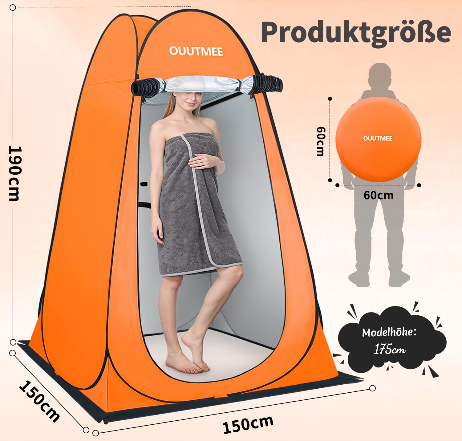 OUUTMEE Tenda da doccia, tenda per toilette da campeggio, spogliatoio portatile pop-up per spogliatoio, tenda mobile da spiaggia, tenda per WC all'aperto, protezione UV, tenda per spogliatoio