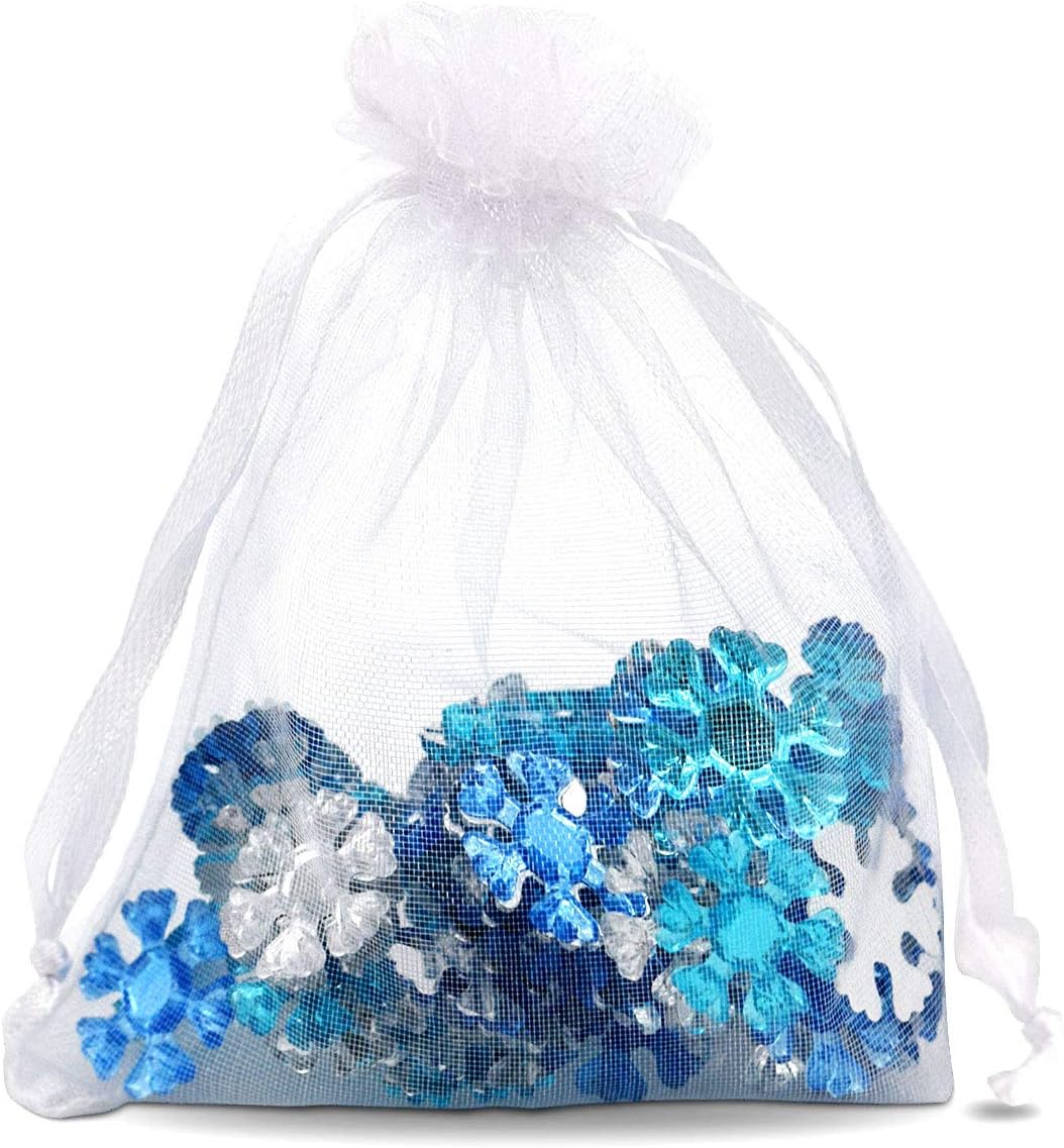 Premium Sheer White Organza Gift Bags 100/Pcs, Drawstring Pouches, Party Favor Bags for Candy, Jewelry, Birthdays, Weddings, Holidays, Favor Bags, Jewelry Pouches (3.5x4.7)