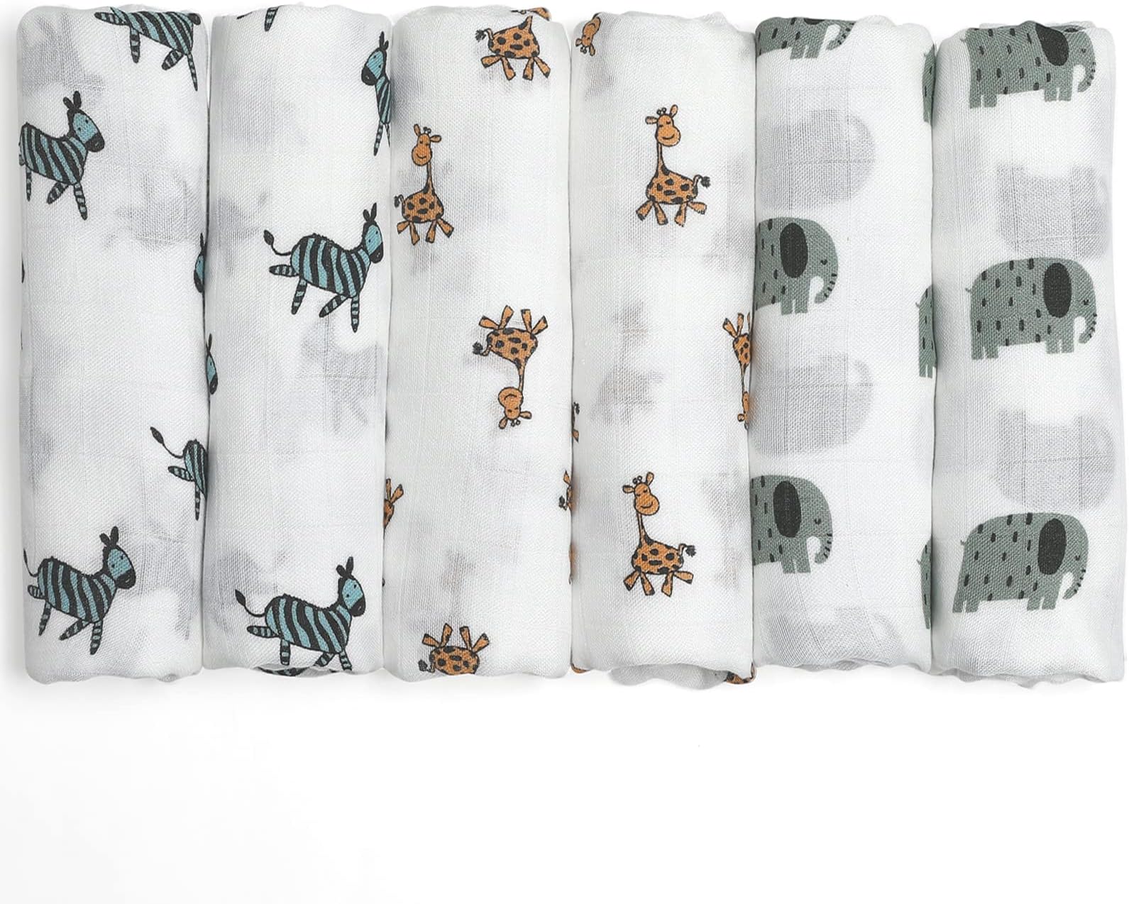 GLLQUEN BABY Receiving Blanket Boy Cotton Muslin Swaddle Blankets Girl Newborn Squares Breathable & Soft Thin Baby Blankets Cloths Double Absorbent Infant Swaddling Wrap - 6 Pack (Giraffe)
