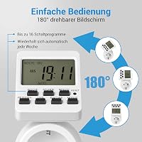DEWENWILS Digitális Időzítő Konnektor 16 Programmal, Visszaszámlálással, 180° Forgatható Kijelzővel - Akváriumhoz, Otthoni Automatizáláshoz, 3