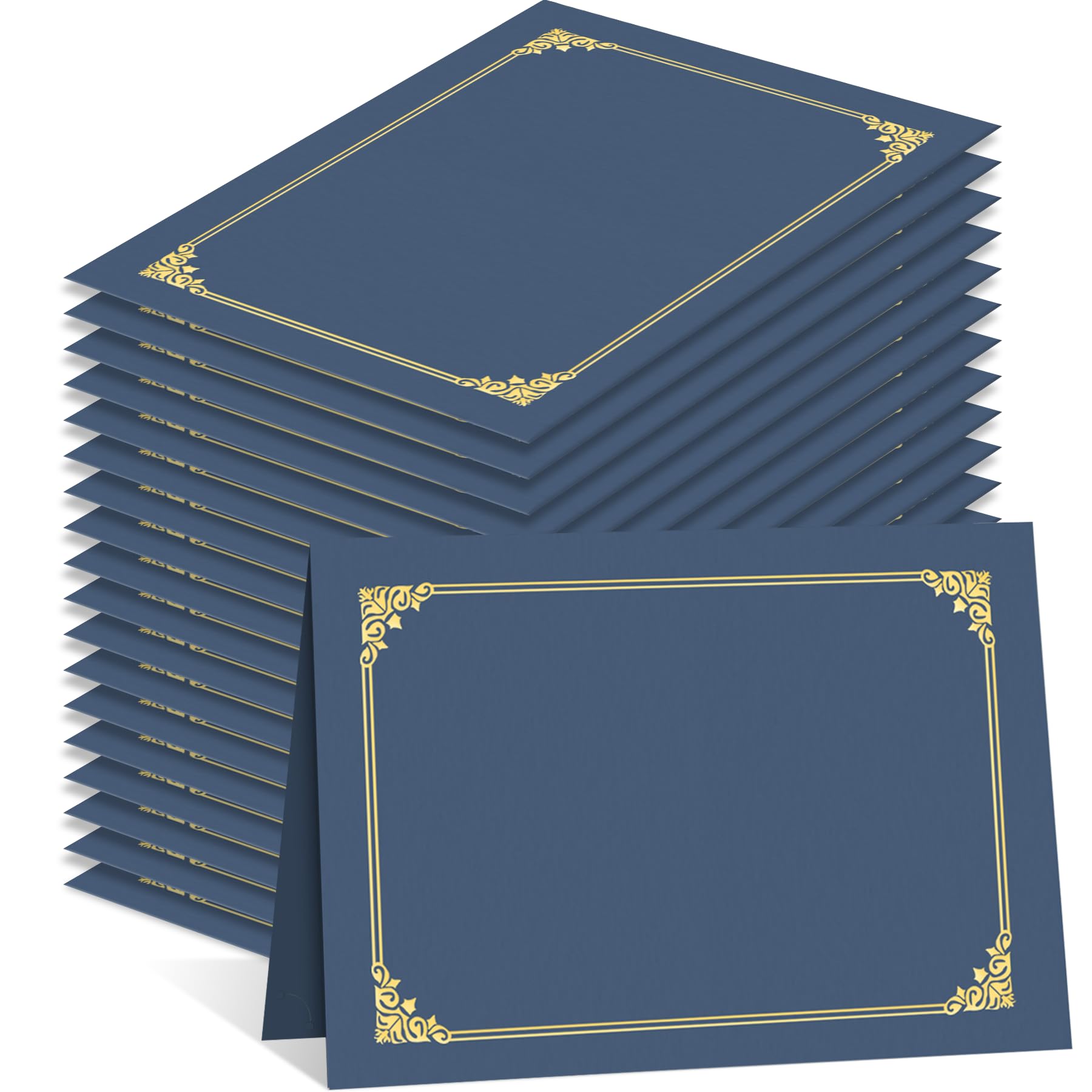 HAUTOCO Certificate Holders 50 Packs Navy Blue Diploma Covers Gold Foil Border Diploma Holders for Letter Size 8.5x11 Award Certificates, Cardstock, Document Papers