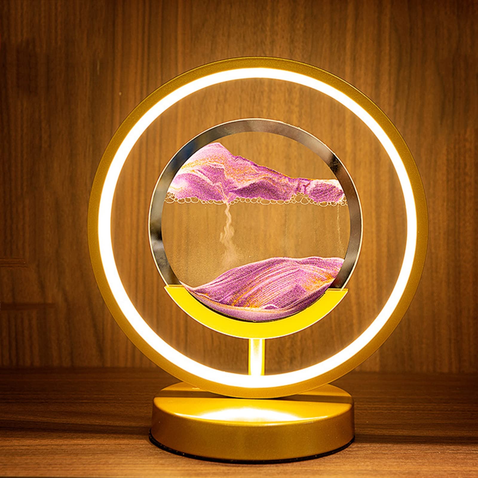 Klepsydra, Dekoracja klepsydry, 3D Sztuka Scena Piaskowa Dynamiczne Okrągłe Szkło, Lampa Biurkowa Malowanie Krajobrazu Piaskowego Lampa Malowania Piaskiem Oświetlenie Wewnętrzne LED Lampa Biurkowa San