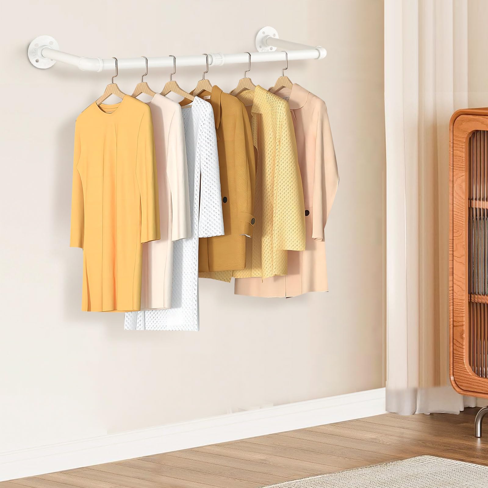 Yawinhe Industrial Pipe Clothes Rack, 80cm Wall Mounted Clothes Rail - Image 2