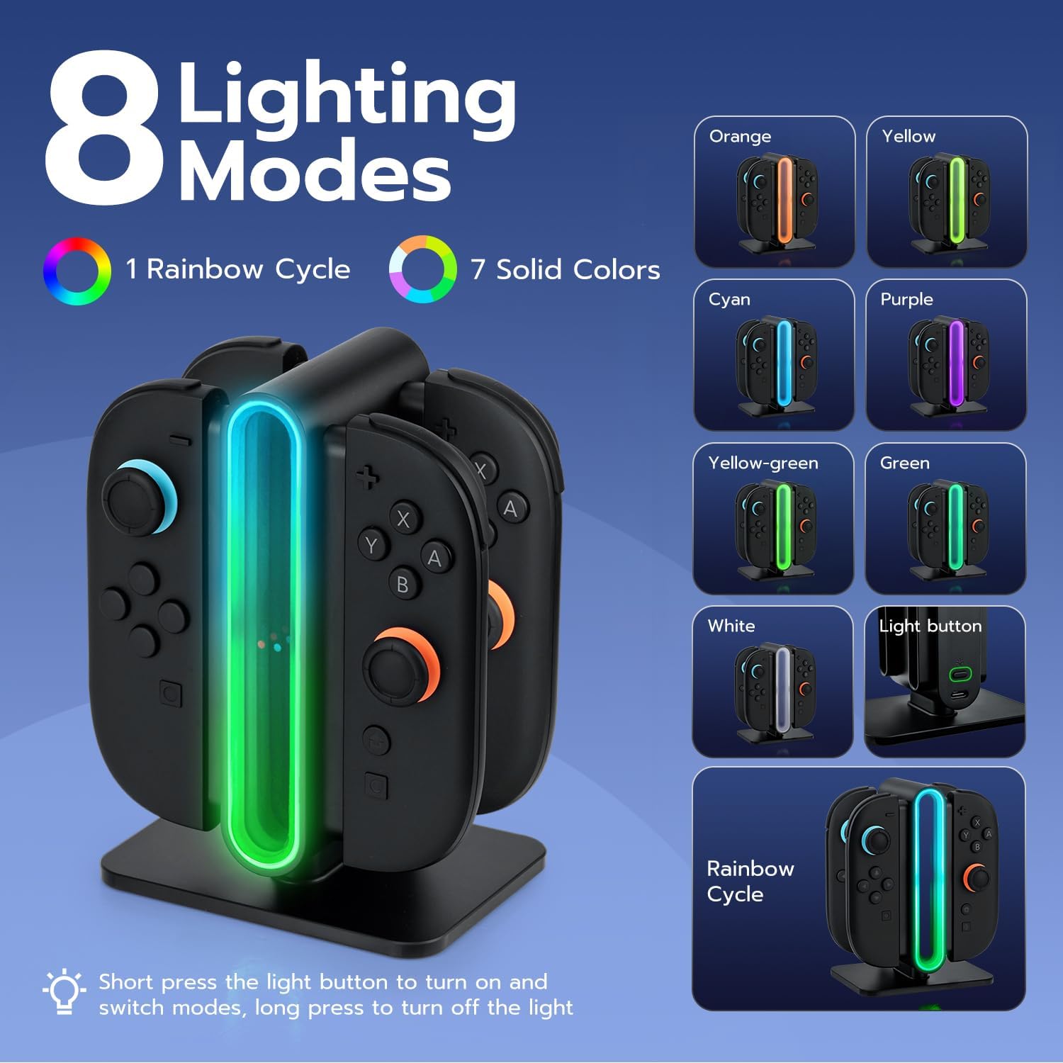 Wigearss Charging Dock for Nintendo Switch 2 Joy Con Controllers, Switch 2 Joy Con Charger with Magnetic Design, RGB Light, 4-in-1 Fast Charging Station with LED Indicators & Overcharge Protection - Image 5