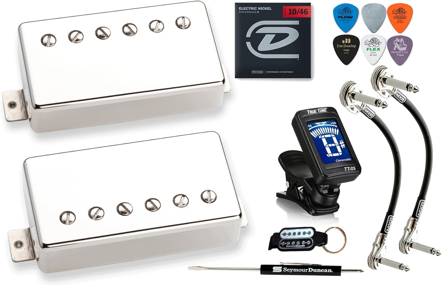 Seymour Duncan Hot Rodded Humbucker Set Matched SH-2n Jazz SH-4 JB Guitar Pickup Tonebird Bundle Perfect for Blues, Rock, Country, and Metal (Nickel Cover)