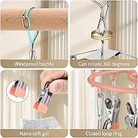 Vista 3 de Colgador de calcetines para secar con 24 clips, estante de ropa, perchas para ropa interior, ropa sucia, perchas para colgar, secador de hierbas