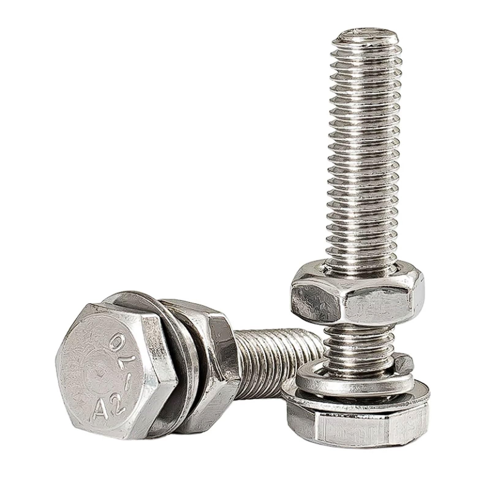 Kit de tuercas y pernos cabeza hexagonal M6 acero inoxidable 201 con arandelas, 100 juegos, juego completo sujetadores, surtido hardware(M6*60 (100 sets))