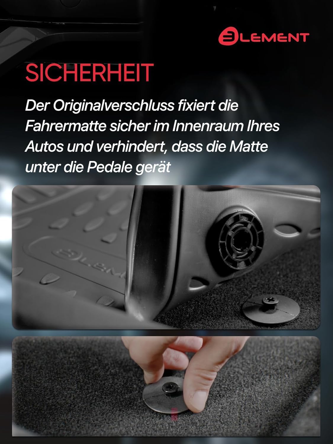 Element Set di tappetini in gomma 3D adatti per VW Golf 8 (VIII) | 2019 – Oggi | 100% tappetini auto su misura, tappetini in gomma per auto, tappetini in gomma per auto