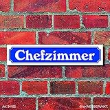 chefzimmer weiß Größe: 520 x 110 mm WERBEPUNKT. Schild im Straßenschild-Design Chefzimmer - 3 mm Alu-Verbund - 52 x 11 cm