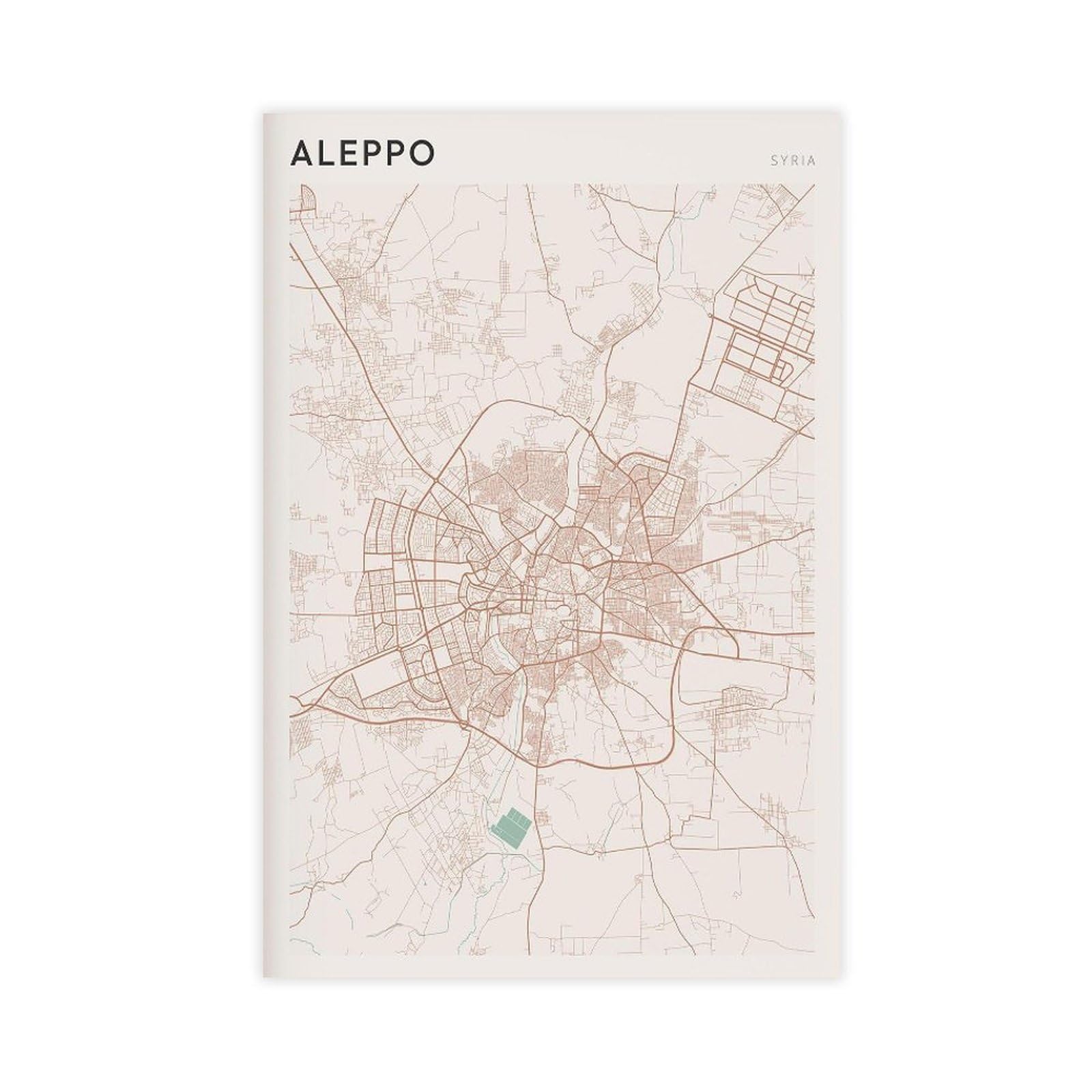 HEYANM Aleppo Map Poster Aleppo Print Poster Wall Art Syria Travel Gift Scandi Print Canvas Poster Bedroom Office Room Decor Gift Unframe 12x18inch