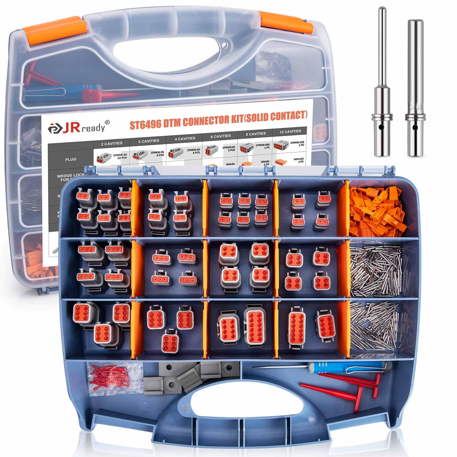 Photo 1 of JRready ST6496 DTM Connector Kit, 300PCS Deutsch DTM Connectors 2 3 4 6 8 12 Pin with Size 20 Solid Contacts(20-22 AWG), IP67 Waterproof Automotive Electrical Connectors for Car Truck Wiring