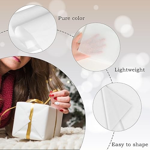 Miniatura 3 de 350 hojas de papel de seda blanco, 20 x 20 pulgadas, papel de regalo a granel para regalos, manualidades, baby shower, cumpleaños, decoración de