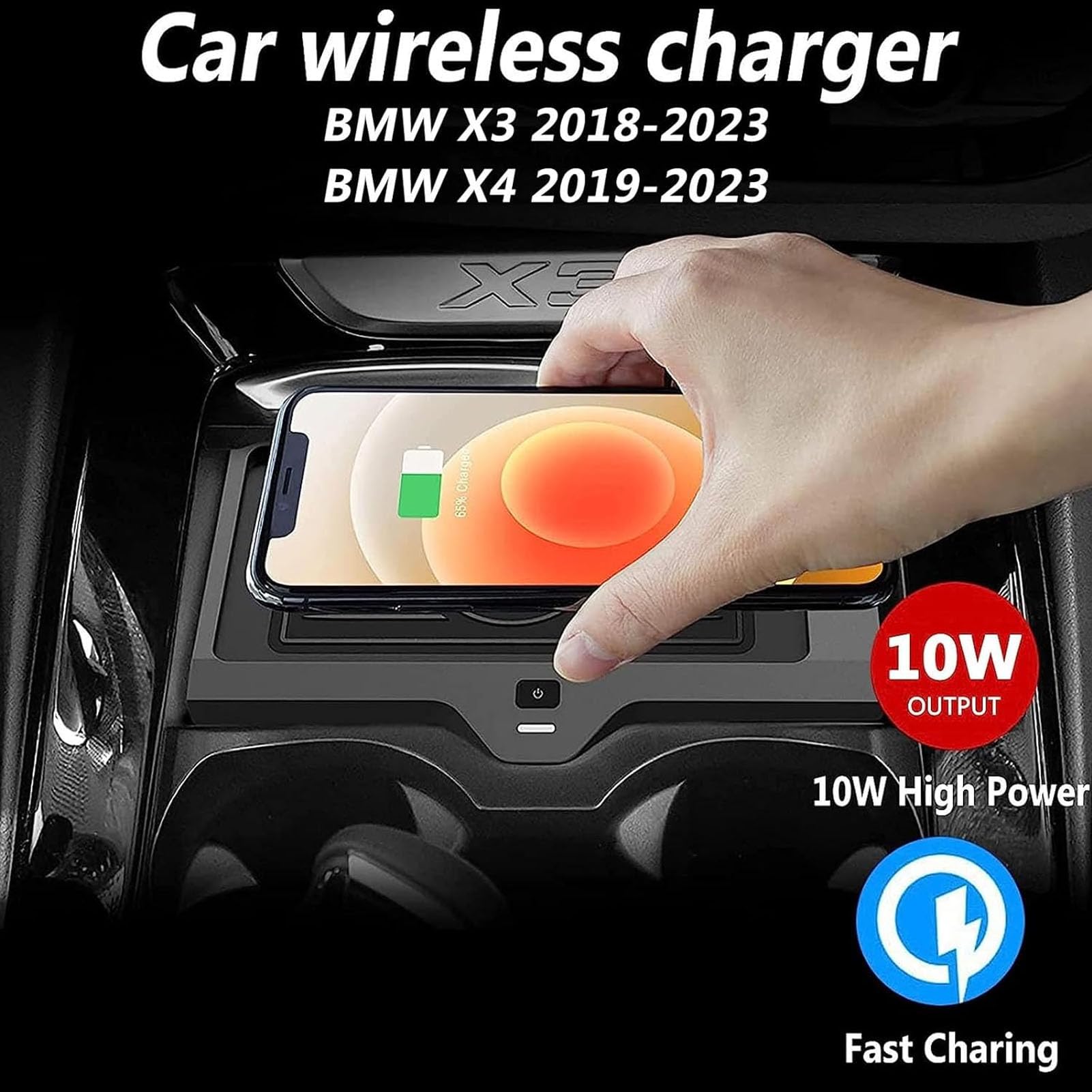 Bezprzewodowa ładowarka Samochodowa do BMW X3 G01 /X4 2018 2019 2020 2021 2022,10W Qi Szybkie ładowanie Telefonu Pad ładowarka do Każdego Telefonu Kompatybilnego Z Qi